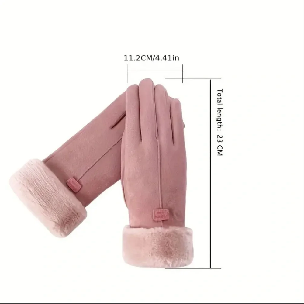 Gloves for Women, NEW, Khaki Color, Faux Fur, Feminine